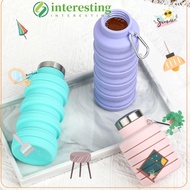 INTERESTING Collapsible Water Bottle, 17oz Silicone Foldable Water Bottle, Portable BPA Free Leakpro