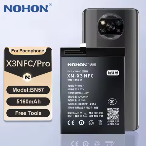 NOHON BN57 5160mAh Phone Battery for Xiaomi POCO X3 Pro X3NFC Pocophone Lithium Polymer Batteries + 