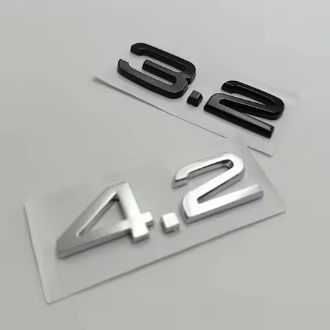 3D Chrome Black 2.4 3.2 4.2 Letters Car Fender Badge Trunk Emblem Decal For Audi A4 B7 TT Q5 Q7 A6 S