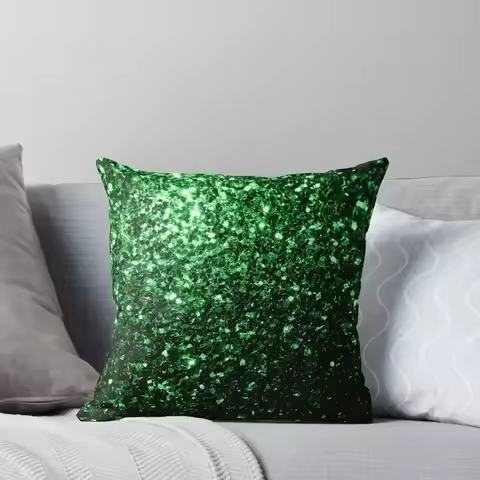 Glamour Dark Green faux glitter sparkles (Photo of Glitter - Not Reflective) Throw Pillow Throw Pill