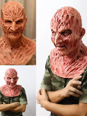 Freddy Krueger Full Face Cosplay Mask Horror Latex Headgear for Halloween Nightmare on Elm Street Pa