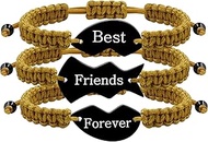 3Pcs Adjustable Handmade Puzzle Bracelets for Friendship, Exquisite Stainless Steel Heart Best Frien
