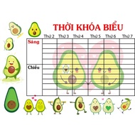 Avocado-shaped timetable with 2 different images/cute avocado-shaped timetable