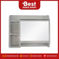 Maspion MC-5 Mirror Box wall Cabinet Multipurpose Mirror Glass Soap Box + tissue holder