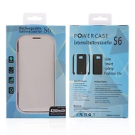 4200mah Backup External Battery Charger Case with leather For Samsung Galaxy S6 Rechargeable Power Bank Case