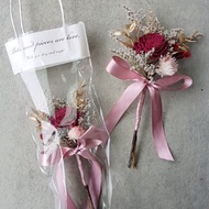 海藏設計│典藏紅玫。單支乾燥玫瑰花束。附專用花袋 /婚禮小物