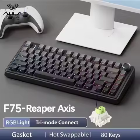 AULA F75 Wireless Mechanical Keyboard,Gamer Keyboard Customized Hot-Swap 75% Layout,OEM Profile Gask