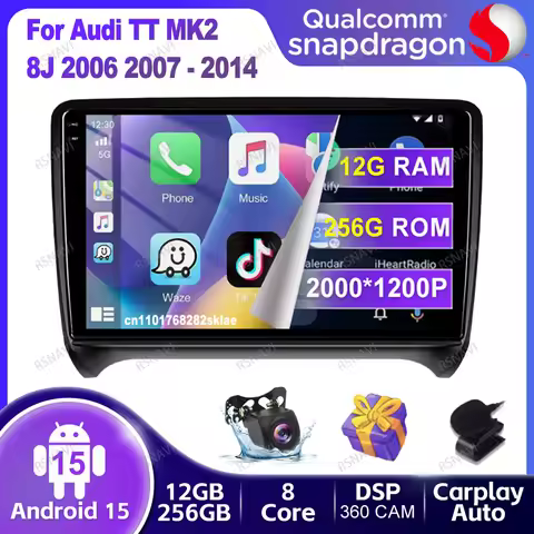 Car Radio Android 15 For Audi TT MK2 8J 2006 2007 - 2014 5G WIFI Navigation 4G LTE DSP Stereo BT Mul