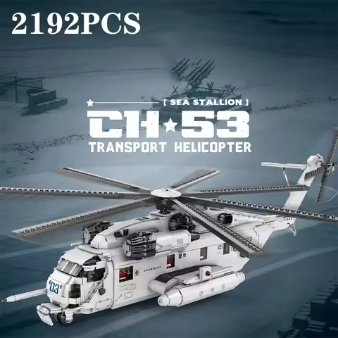 2192PCS CH-53E Transport Helicopter Building Blocks Army Plane Military Fighter Model Assembly Brick