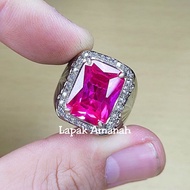 Cincin Batu Akik Merah Siam Rose Bangkok Top Kristal Super Mewah