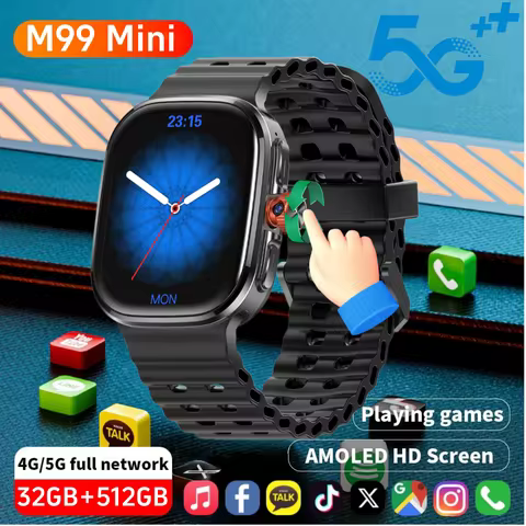 M99 Mini Android 13.0 Smart Watch 2.2inch Smartwatch With Touch ID Fingerprint recognition GPS WIFI 