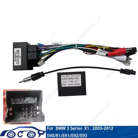Car Radio Wiring Cable For BMW 3 Series X1 E90/81/E91/E92/E93 2005-2012 16Pin Harness Adapter With C