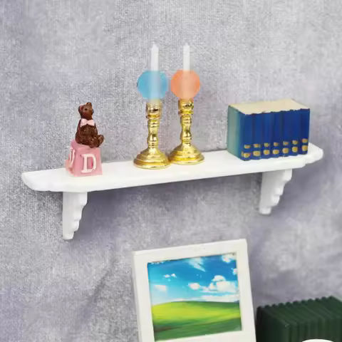 1PCS Mini Furniture Kitchen Bedroom White Shelf Rack 1:12 Dollhouse Minatures Model Dollhouse Access