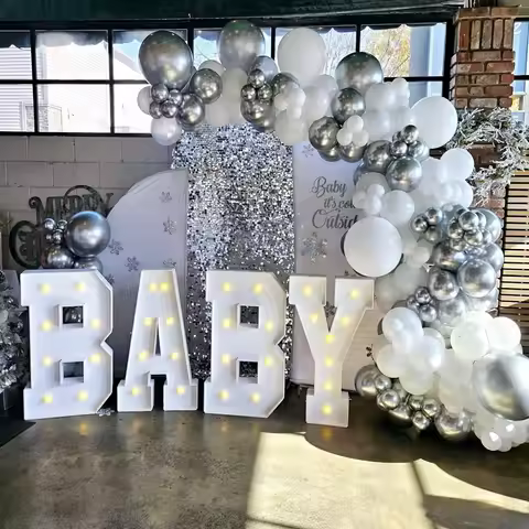 2025 Party Decorations with Light White 4ft Marquee Numbers, Large Mosaic Frame Letter Cardboard Pre