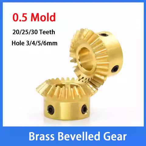 1-8Pcs Brass Hole 3/4/5/6mm 0.5 Type 20T 25T 30T Bevel Gear 0.5Mod Mechanical Transmission Motor Umb