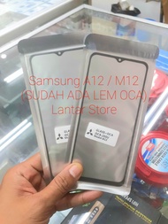 Kaca Touchscreen Kaca Depan LCD Samsung A12 / M12 / A02 + Lem Oca Glass LCD Original (BUKAN TEMPERED GLASS)