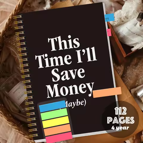 Funny Budget Planner Notebook, Bill Payment Tracker, 112-Page Spiral Finance Organizer with Stickers