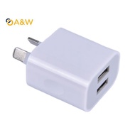 A&W AU Plug Two USB Ports Mobile Phone Charger 5V 2A Output Power Adapter Used
