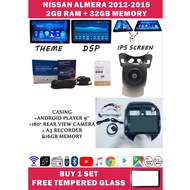 NISSAN ALMERA 2012-2015 ANDROID PLAYER 9''(2G+32G)+CASING+180° REAR VIEW CAMERA+RECORDER