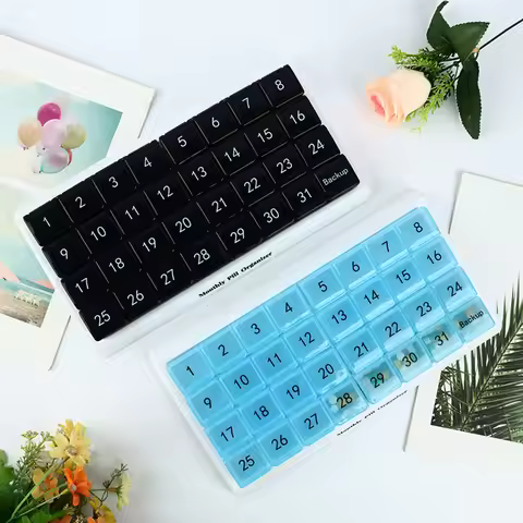 Portable 31 Days Medicine Box Monthly Handy Storage Organizer PP Medical Kit Dust-proof Detachable P