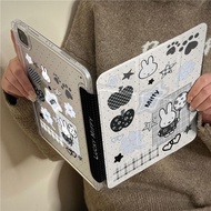 สำหรับ iPad 11th Gen เคส A16น่ารักกระต่าย7/8/9th 10.2 10th 10.9 Y-Fold ฝาครอบป้องกันพร้อมช่องปากกาฝา