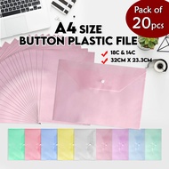 Kaki Jimat Pack Of 20's SSD A4 Button Bag Document File Organizer Ideal for Office/Study and Filing 