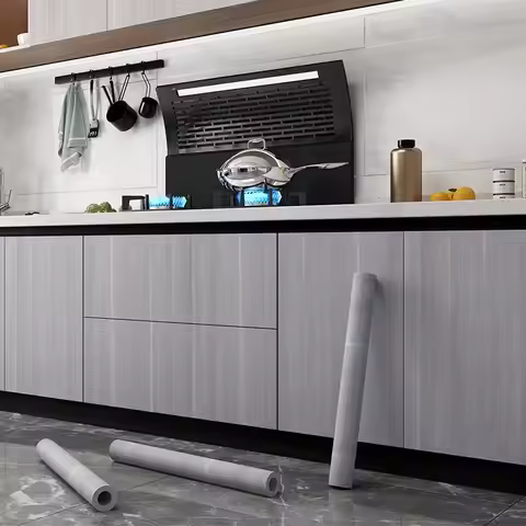 2M /5M Oil-proof Self Adhesive Wallpaper Wood Kitchen Meuble Vinyl Wallpaper Sticker Cabinet Room De