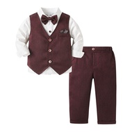 Boss Baby Outfit Long Sleeve Shirt Jacket Vest Baby Boy Formal Outfit 1-7 Years Wedding Oufit Birthd