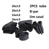 2PCS Fat Bicycle Tube 20X3.0 20x4.0 24x4.0 26x4.0 Bike Inner Tube For Snowmobiles Bicycles ATVs Blac