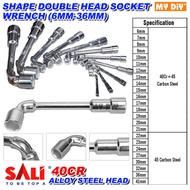 SALI L Shape Spanner 6MM-24MM Double Head Socket Wrench Spanner / Spanar Bentuk L / Sepana L Spanner