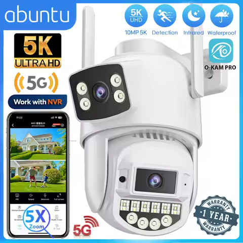 2.4G/5G Wifi Surveillance Camera Outdoor 10MP 5K IP Camera Dual Lens Human Detection 5X Digital Zoom