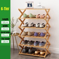 Shania "6Layer Foldable Bamboo Shoe Shelf Shelves Rack Stand Space Shoe Storage Organizer
