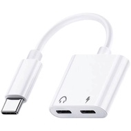 Cable cord Type C Dual USB-C Headphone Adapter Adaptor 2 in 1 Charger Earphones Audio Splitter Music Call Phone Jack Charging Port Dongle Mobile Phone Accessories for Samsung Galaxy IPad Air iPhone Huawei Pro Android Max Xiaomi USB C 適用華為耳機轉接線頭小米榮耀轉換器頭