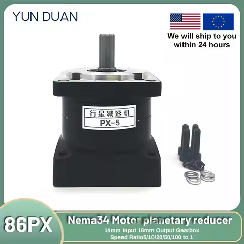 YUN DUAN Nema34 Planetary Gearbox Motor Reducer Step-down Gearbox 14mm Input Ratio 5:1/10:1/50:1/100