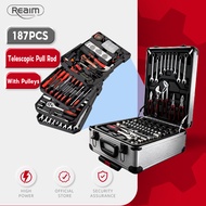 REAIM 187Pcs Portable Tool Box Set Heavy Duty Tool Craft Hand Tools Drawer Set Total Spanar Tool Set