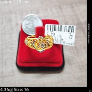 Murni Mewah Emas916, Cincin Bunga Rose Free 2148 1.2 cm Pd 16