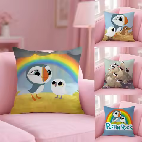 Kwaii Puffin Rock P-Preschool Pillow Case Custom Printed Brushed Fleece Pillow, Baby Skin-Touch, Eco