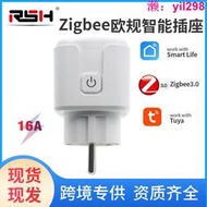 智能涂鴉zigbee插座alexa語音WiFi定時電量統計歐規16A智能插座