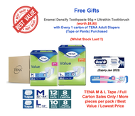 TENA Value Tape Adult Diapers Size M &amp; L (Carton)