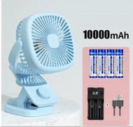 DDS - 搖頭小電風扇(加強版藍色+4節2500毫安培電池+usb充電線+電池充電器】)#N144_024_014