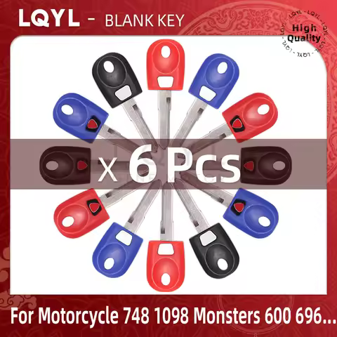 6Pcs New Blank Key Motorcycle Replace Uncut Keys For 748 749 848 999 1098 1198 Monsters 600 620 696 