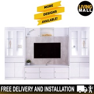 Living Mall Shiro Series TV Console Cabinet with Drawers In White Colour
