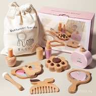 Comb Handbacle Play House Simulation Girl Role Playing Year Old Wooden 3-6 Set Girl Cosmetic Bag Toy