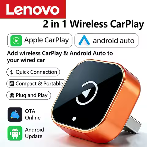 Lenovo Wireless CarPlay Android Auto 2IN1 Wireless Adapter Smart Mini Box Plug And Play 5.8G WiFi Fa