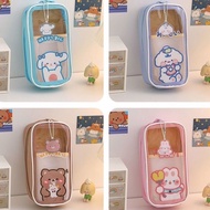 Big Capacity Pencil Case Pouch Multi-Layer Foldable Pen Holder with Clear Window