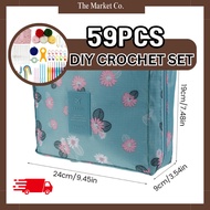 Full Set Beginner  59PCS Crochet Kit Set DIY Knitting Weaving Tools Accessories Yarn Wools Handmade 