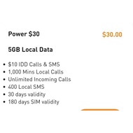 M1 Prepaid Power $30 – 5GB Data, $10 IDD Credit, 1,000 Local Mins, 400 SMS | 180-Day SIM Validity/ R