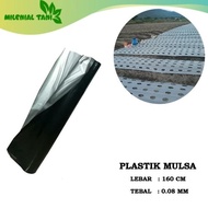 Plastik Mulsa Hitam Perak Plastik Tanaman Tebal 0.08 mm Lebar 160cm 1