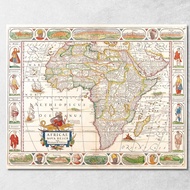 Painting Historical Africa Map With Renaissance Decorative Elements map54 Canvas Print