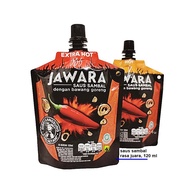 PRODUK INDONESIA HALAL JAWARA SAUS SAMBAL DENGAN BAWANG GORENG HOT / EXTRA HOT 120ML TRAVEL PACK